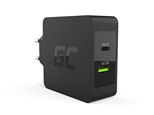 Cargador De Red Stool Greencell Qc 1Xtype C+ 1Xusb Sin Cable 45W Negro