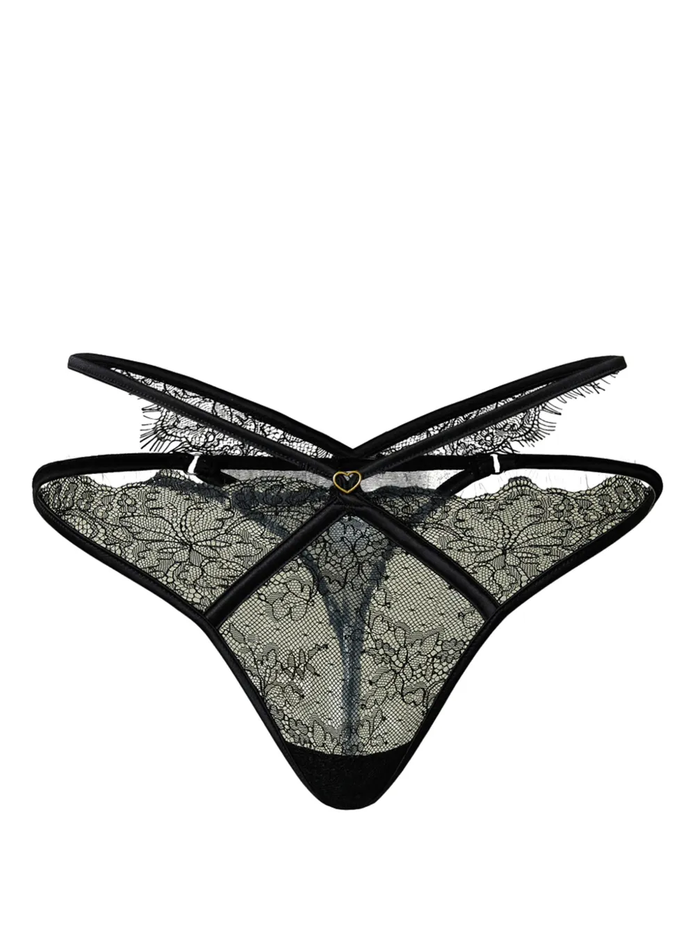 TWINSET lace-overlay g-string thongs - Nero