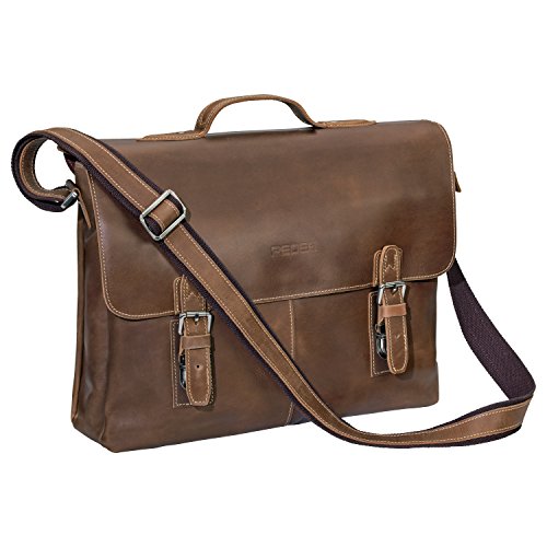 Borsa A Tracolla In Pelle Marrone 17,3''