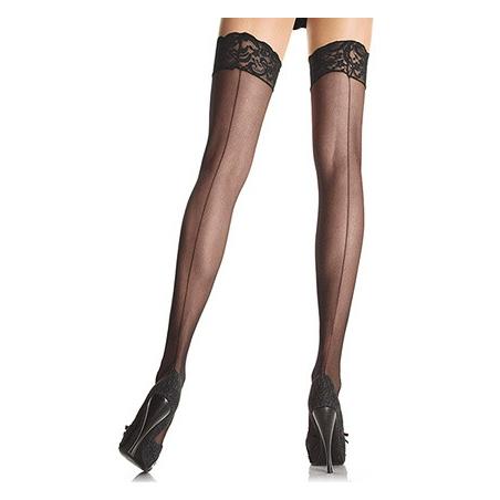 Leg Avenue Bas Délice Couture Noir Grande taille