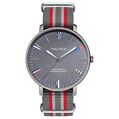 Nautica Men'S Caprera Stainless Steel Japanese Quartz Nylon Strap, Gray, 20 Casual Watch (Model: Napcrf906)