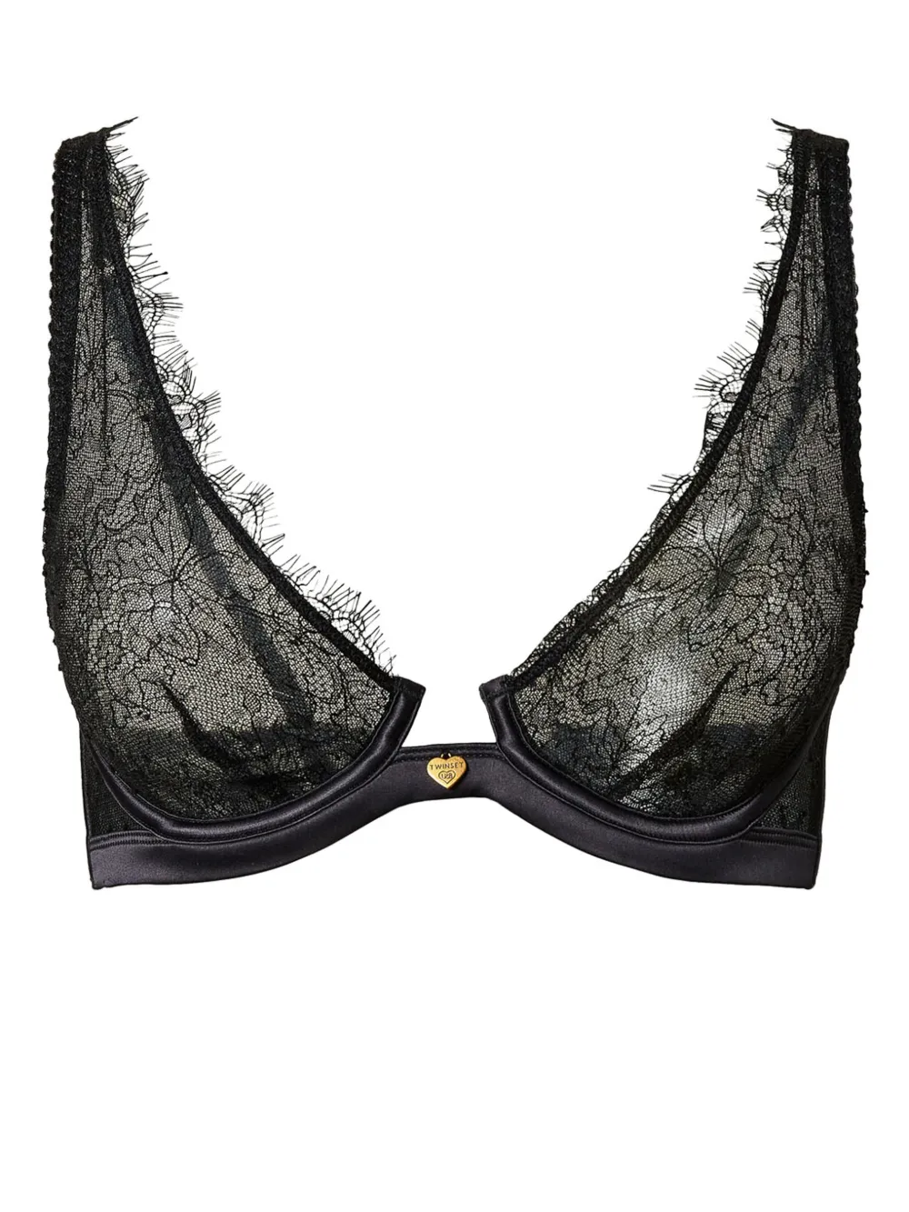 TWINSET lace-panelled bralette - Nero