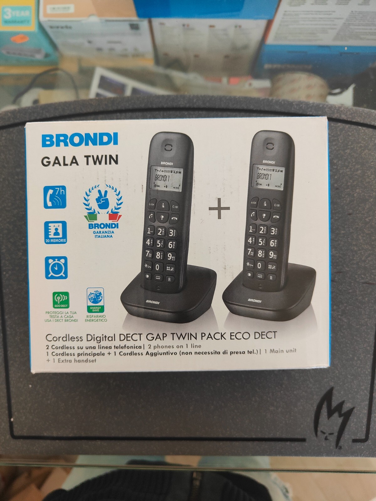 BRONDI GALA TWIN CORDLESS DIGITAL DECT GAP ECO DECT NERO