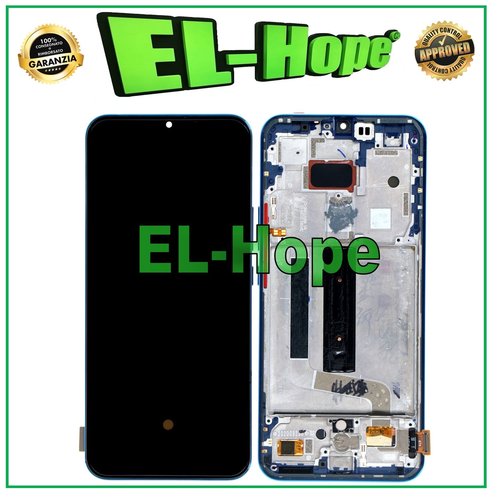 DISPLAY LCD FRAME OLED PER XIAOMI MI 10 LITE M2002J9G M2002J9E TOUCH SCREEN BLU