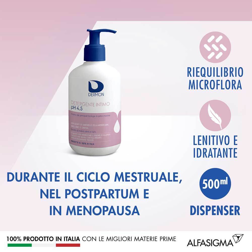 Dermon Detergenza - Detergente Intimo Uso Frequente pH 4.5, 500ml