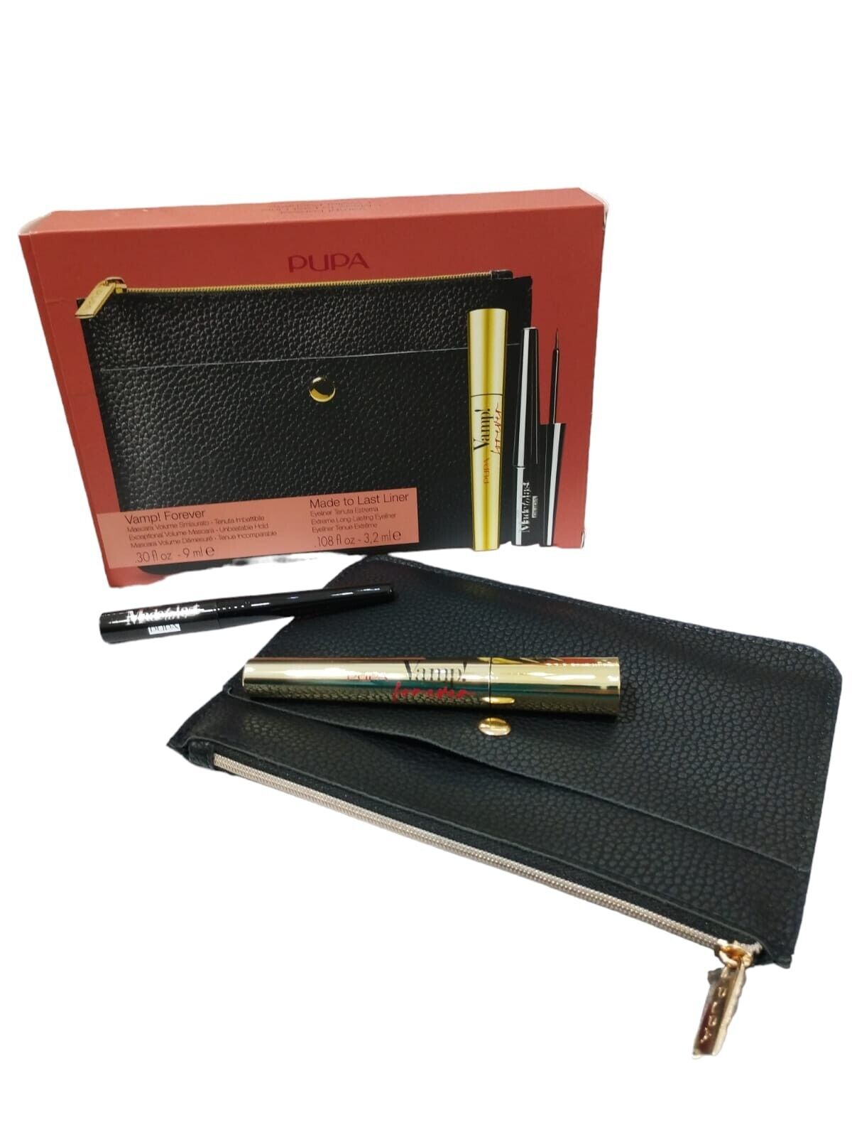PUPA VAMP!FOREVER MASCARA+MADE TO LAST LINER EYELINER+WALLET POCHETTE