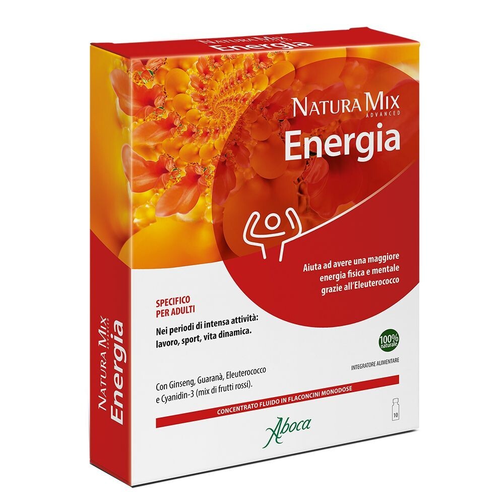 Aboca Natura Mix Advanced Energia - Concentrato Fluido, 10 Flaconcini