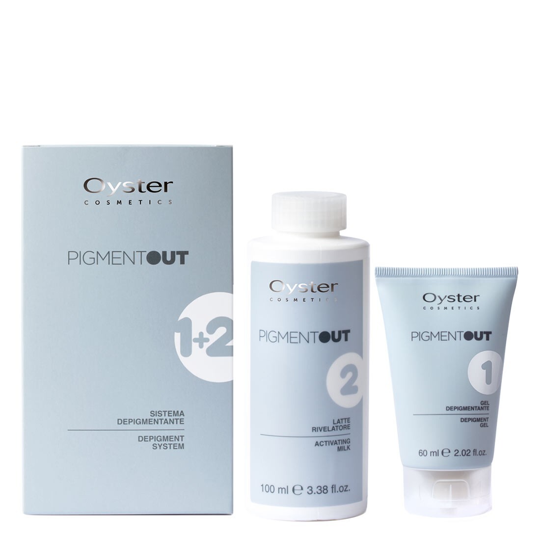 PIGMENT OUT OYSTER COSMETICS SISTEMA DEPIGMENTANTE TUBO GEL 60ML+LATTE RILEVATOR