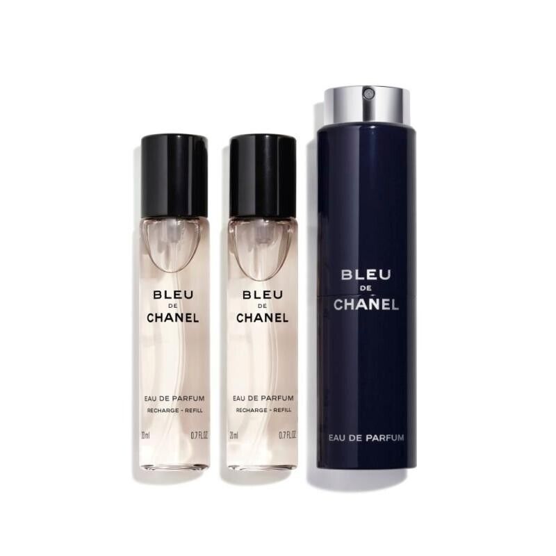 Chanel BLEU eau de parfum refillable travel spray 3 x 20ml uomo