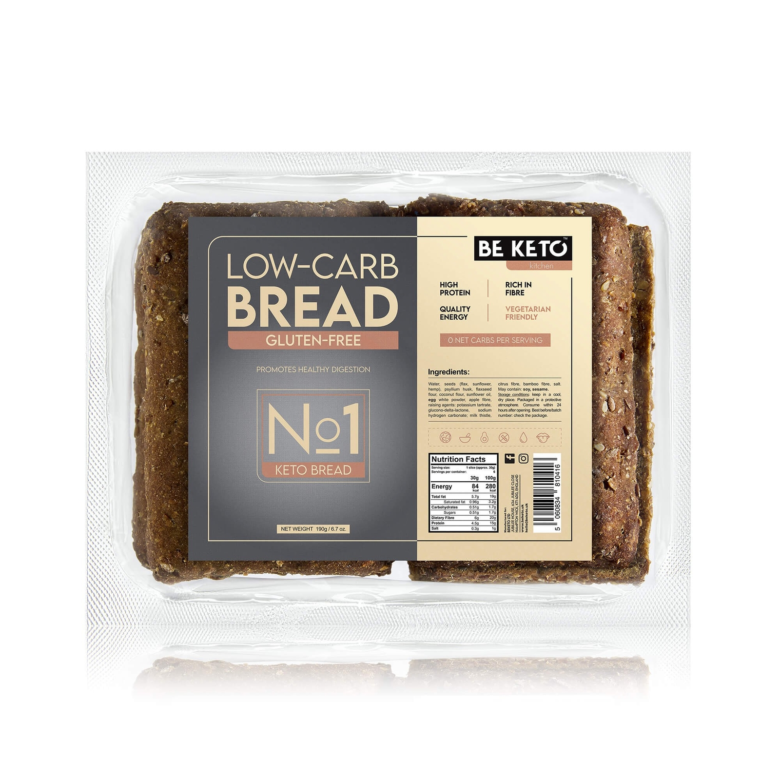 Pane senza glutine BeKeto Keto, 190 g