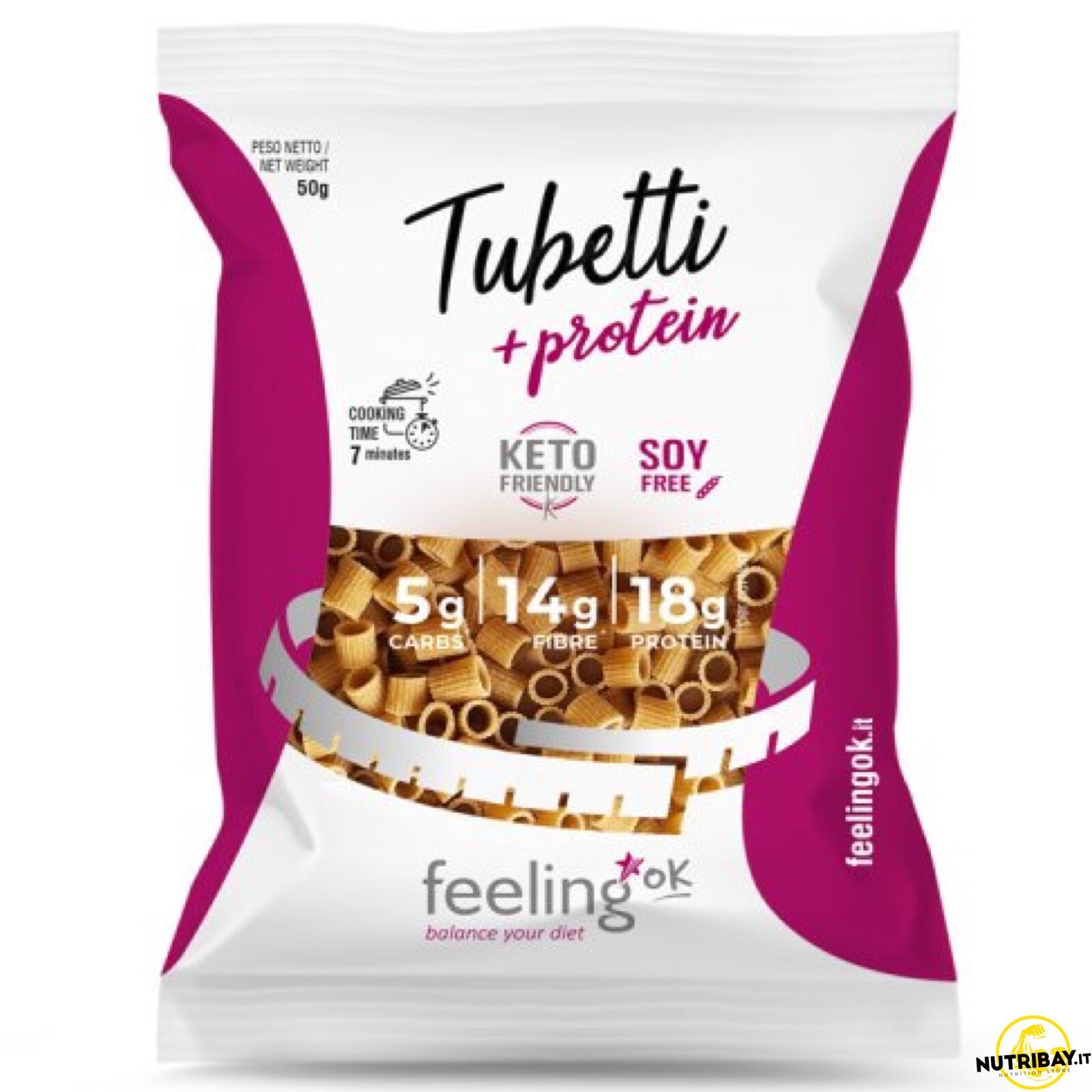 Feeling Ok Tubetti +Protein - 50 gr Pasta zero carbo