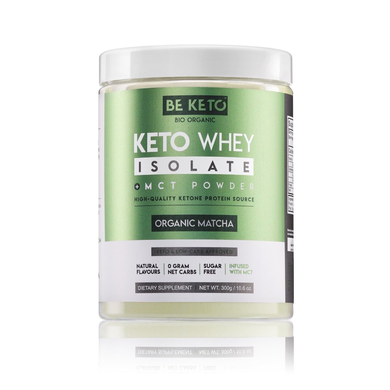 BeKeto Keto Protein Isolate con MCT, Matcha biologico, 300 g