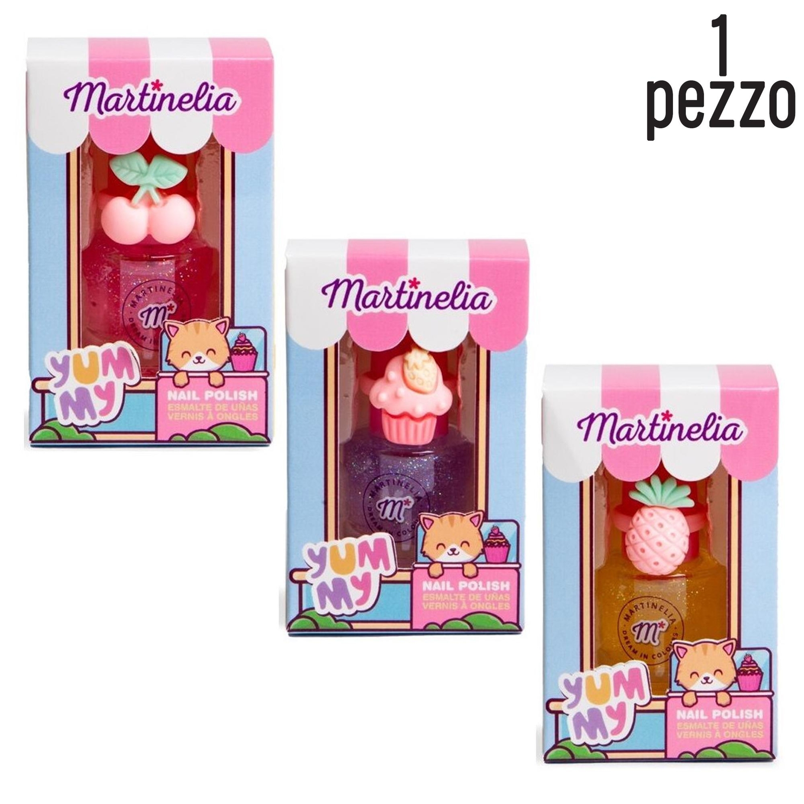 MARTINELIA YUMMY SMALTO CON ANELLO PER BAMBINI GLITTERATO COLORI MISTI