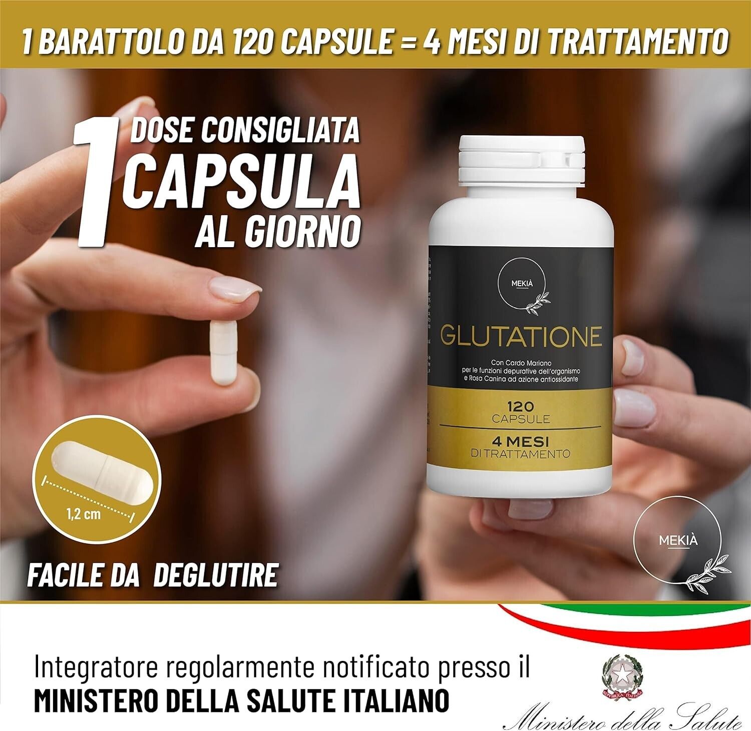 POTENTE ANTIOSSIDANTE ANTI INFIAMMATORIO Glutatione Integratore  Detox 120Caps