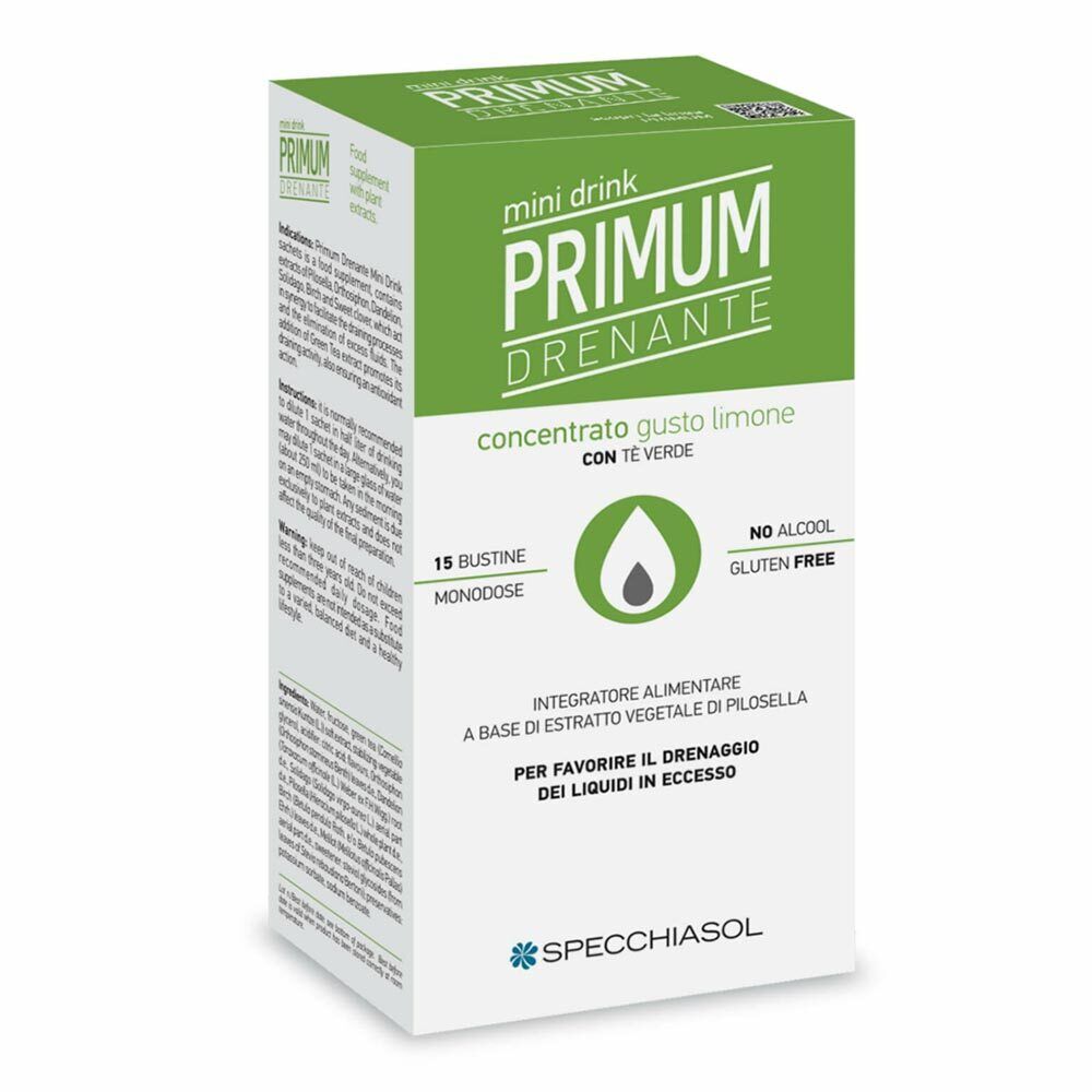 Specchiasol Primum - Drenante Integratore Minidrink Gusto Limone, 15 Stick