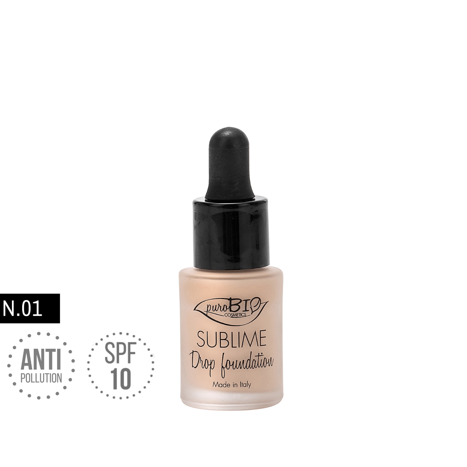 PUROBIO COSMETICS SUBLIME DROP FOUNDATION SPF10 15ML COL.01 NICKEL FREE VEGANOK