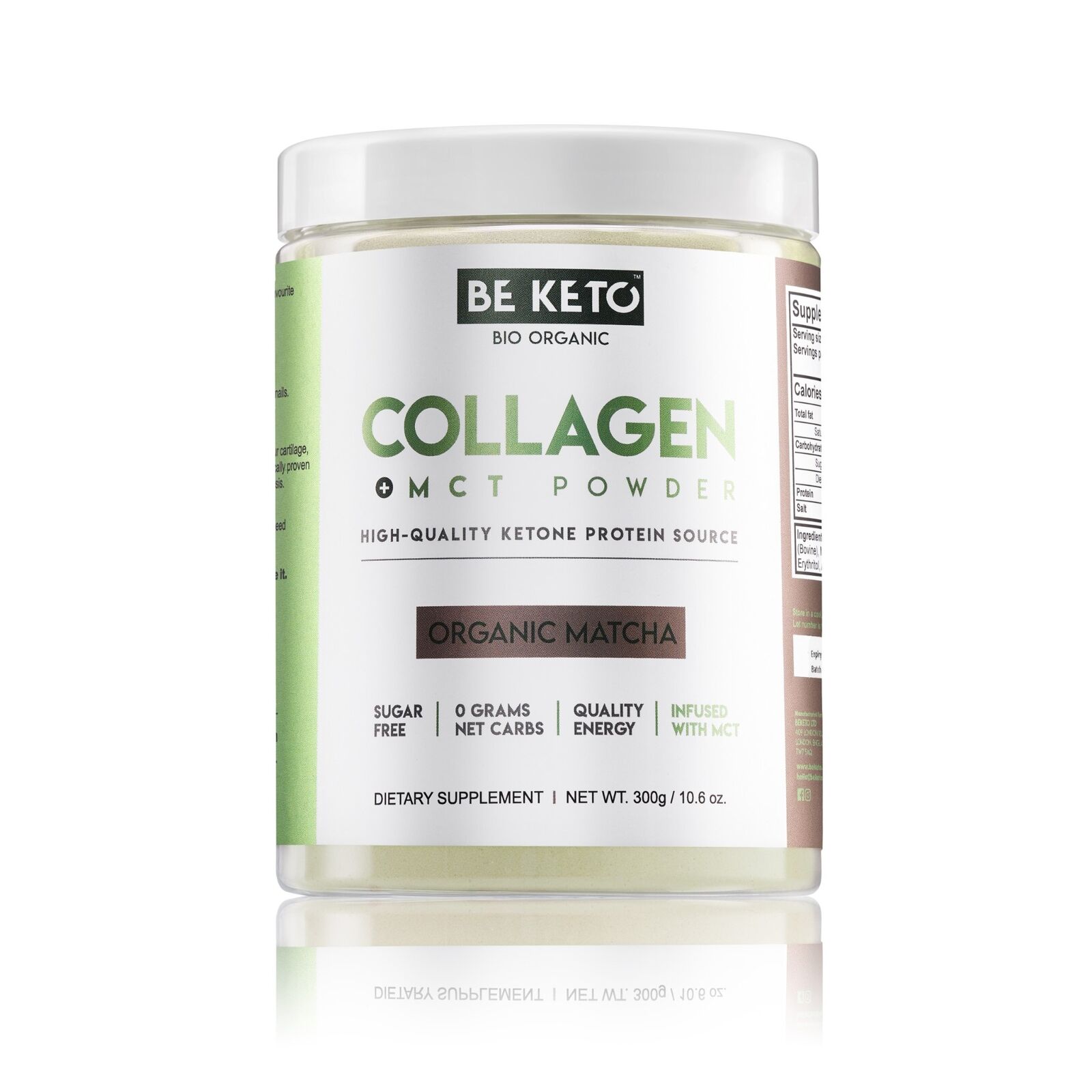 BeKeto Keto Collagen con olio MCT, Matcha biologico - 300 g