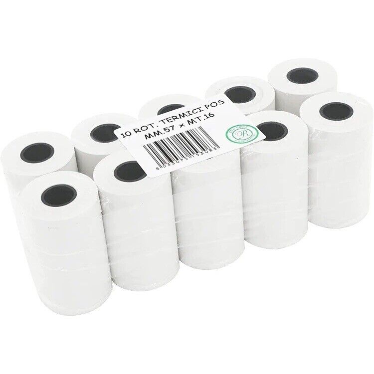 10 Rotoli Pos, Rotolini Pos, Rotoli per Pos 57 Mm Lunghezza 16 MT Bpa Free