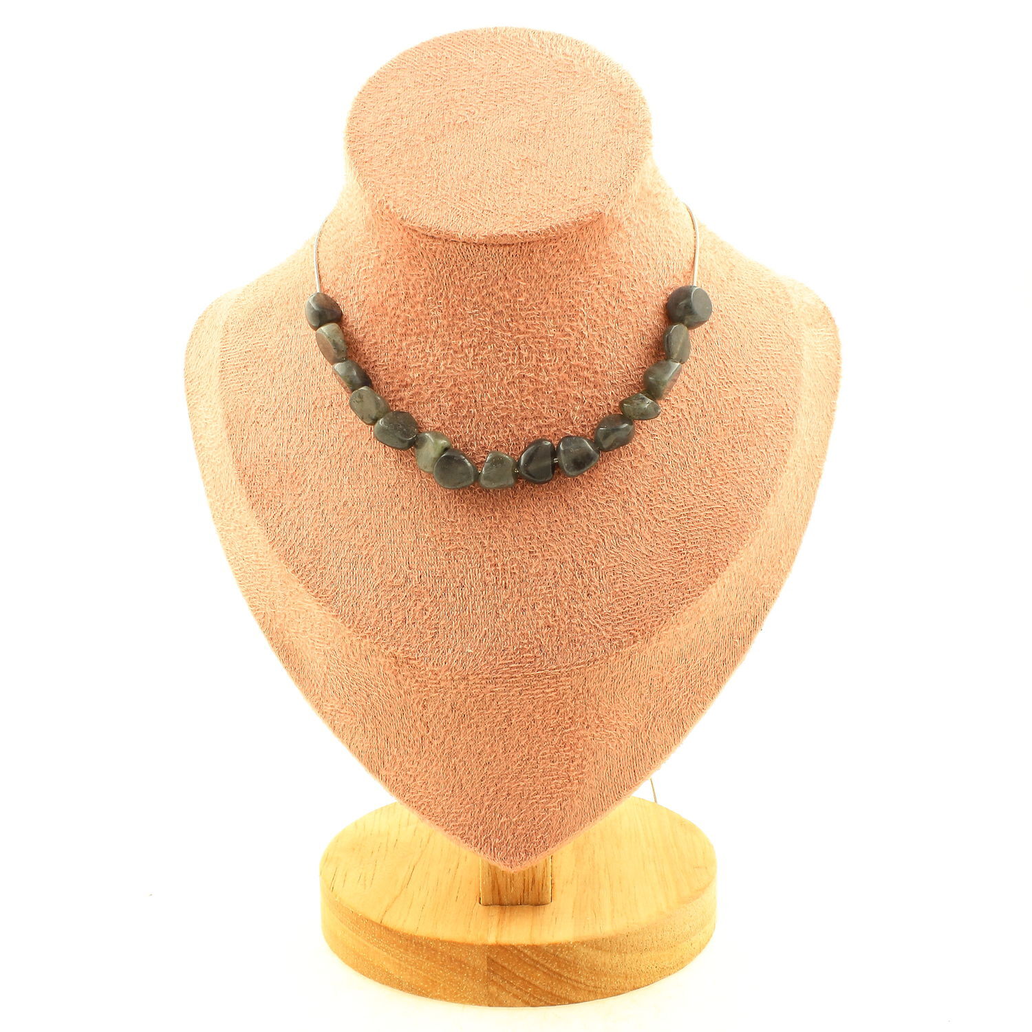 Collana 15 Perle Labradorite Da Finlande. Catena IN Acciaio Inossidabile F