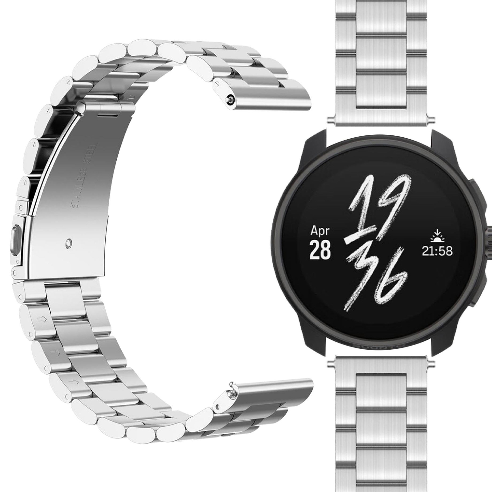 GIOPUEY Cinturini Compatibile con SUUNTO Race S 45mm, Acciaio (t0f)