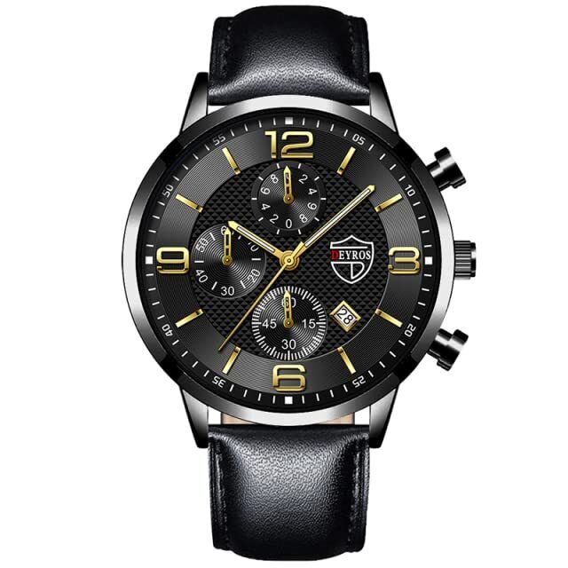 Fashion Brand Men's Watches Luxury Men Leather Quartz Wristwatch Leather Bracele