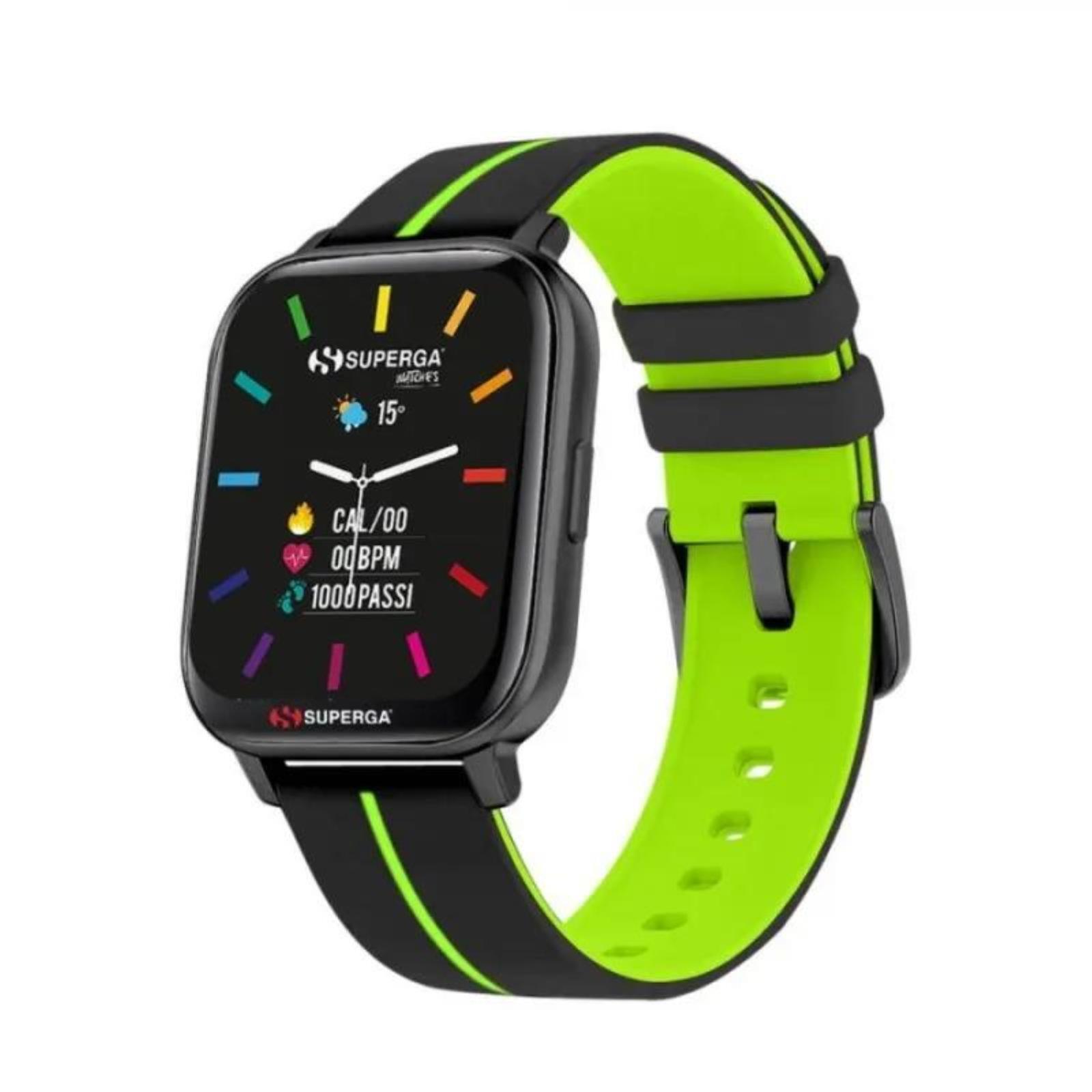 Smartwatch Unisex SUPERGA SW-STC019 Cinturino Silicone Bicolore Nero e Verde