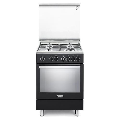Cucina Gas 4 Fuochi Forno Elettrico Ventilato 60x60 Inox Nero PEMA64L DE LONGHI