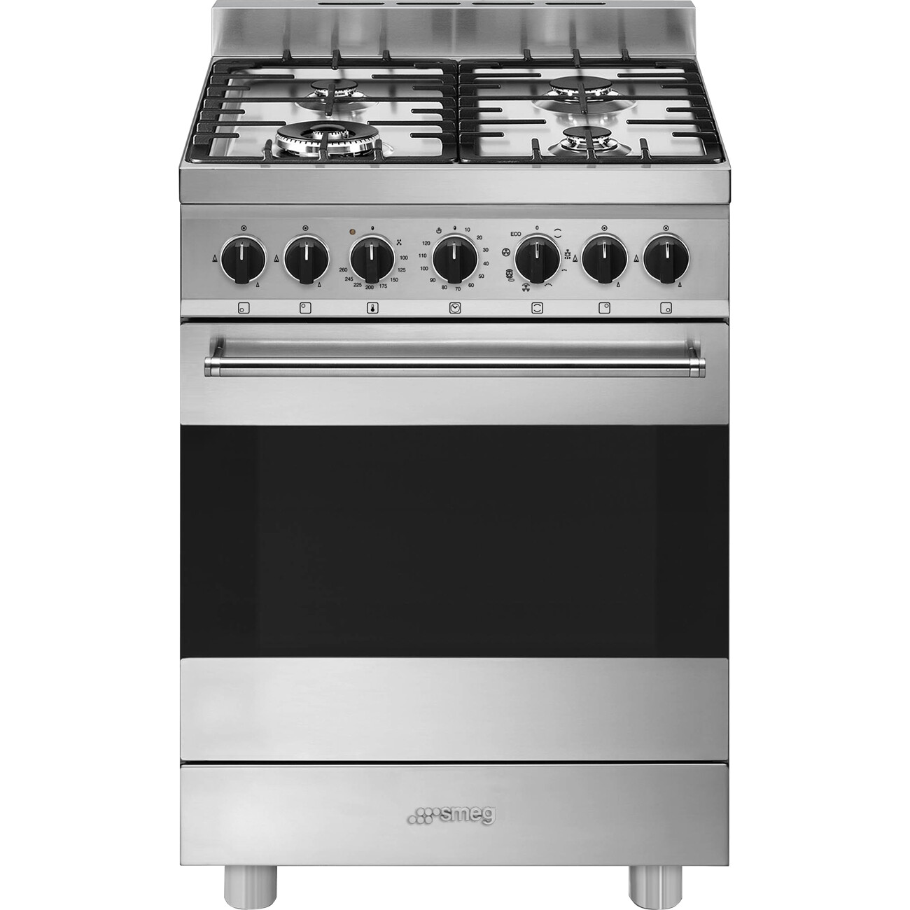 Smeg Cucina a Gas 4 Fuochi Forno Elettrico con Grill 60x60cm Inox B61GMX2 Master