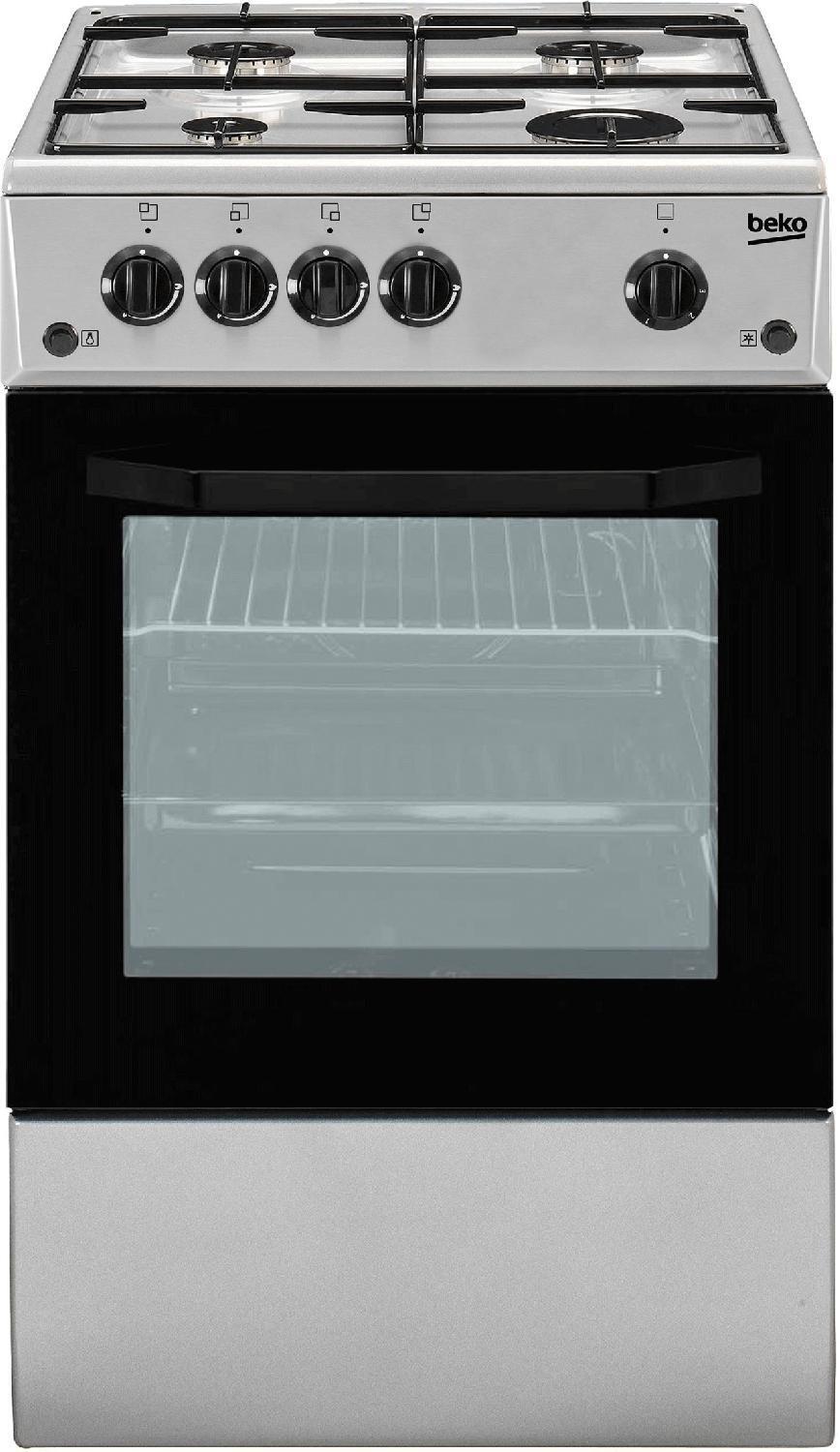 Beko Cucina a Gas 4 Fuochi Forno a Gas 50x50 cm Coperchio Silver - CSG42011FS