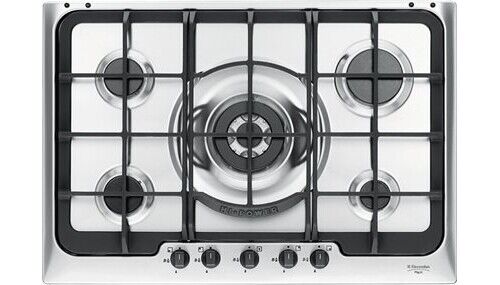Piano Cottura 5 Fuochi Electrolux a Gas 1 Wok 75 cm Incasso Inox PX750UOV