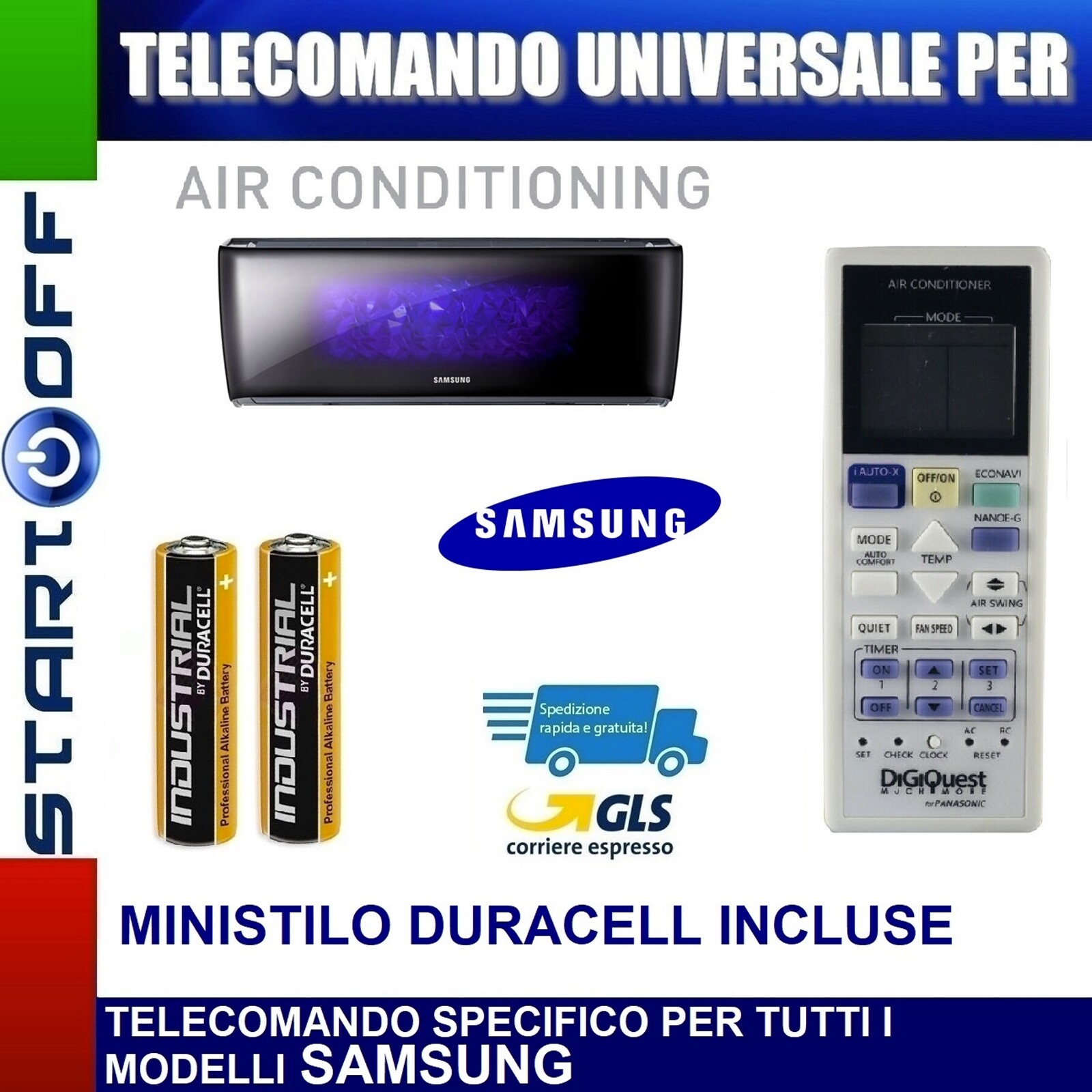TELECOMANDO UNIVERSALE PER SAMSUNG CONDIZIONATORE CLIMATIZZATORE D'ARIA