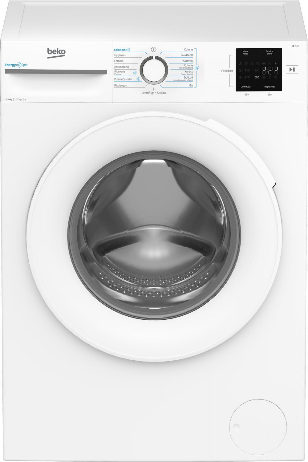 Lavatrice 10 Kg Classe A 58 cm 1200 giri Inverter Vapore Bianco BMWU31021W Beko