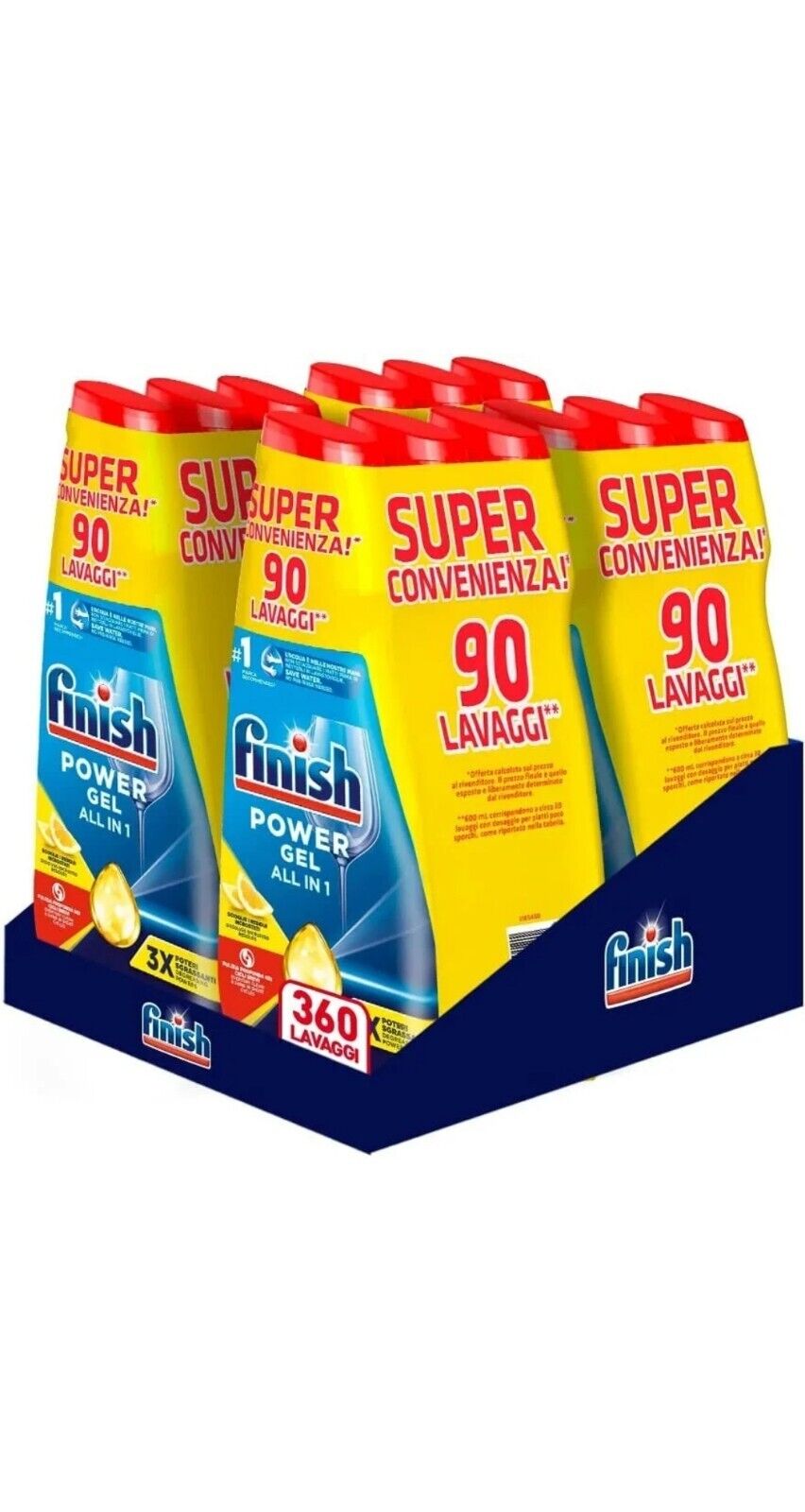 Finish Powergel Detersivo Lavastoviglie al Limone Gel Lavastoviglie 360 Lavaggi