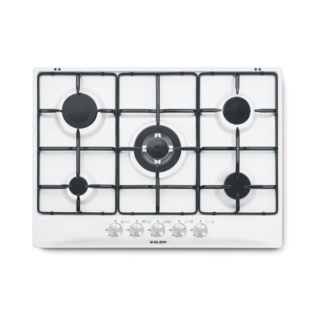 Glem Gas Piano cottura 5 Fuochi incasso a gas 70 cm Bianco GT755WH