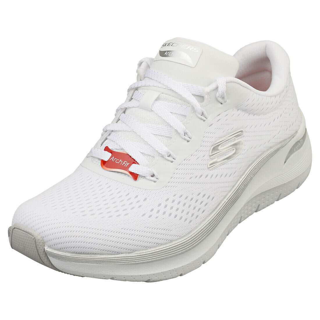 Skechers Arch Fit 2.0 Glow The Distance Donna White Silver Formatori  - 39 EU