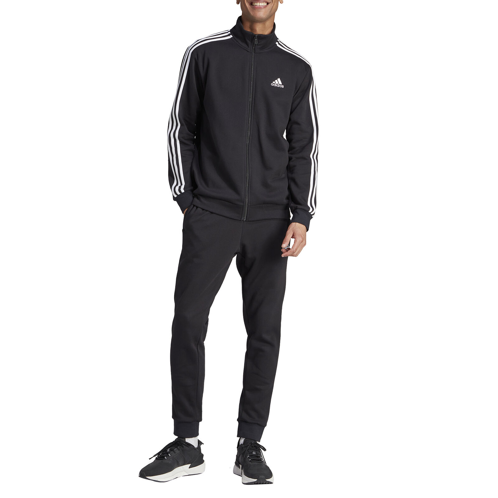 Adidas Tuta da Uomo Basic 3-Stripes Fleece Nero Taglia S Codice IJ6067