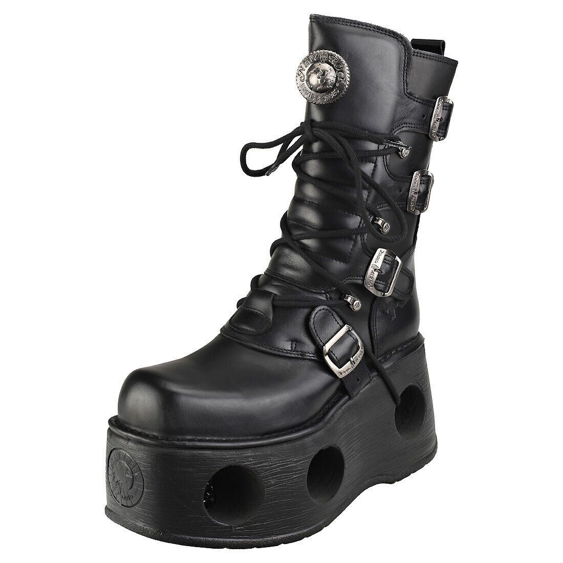 New Rock Space Metallic Neptuno Boots Unisex Black Stivali Platform - 38 EU