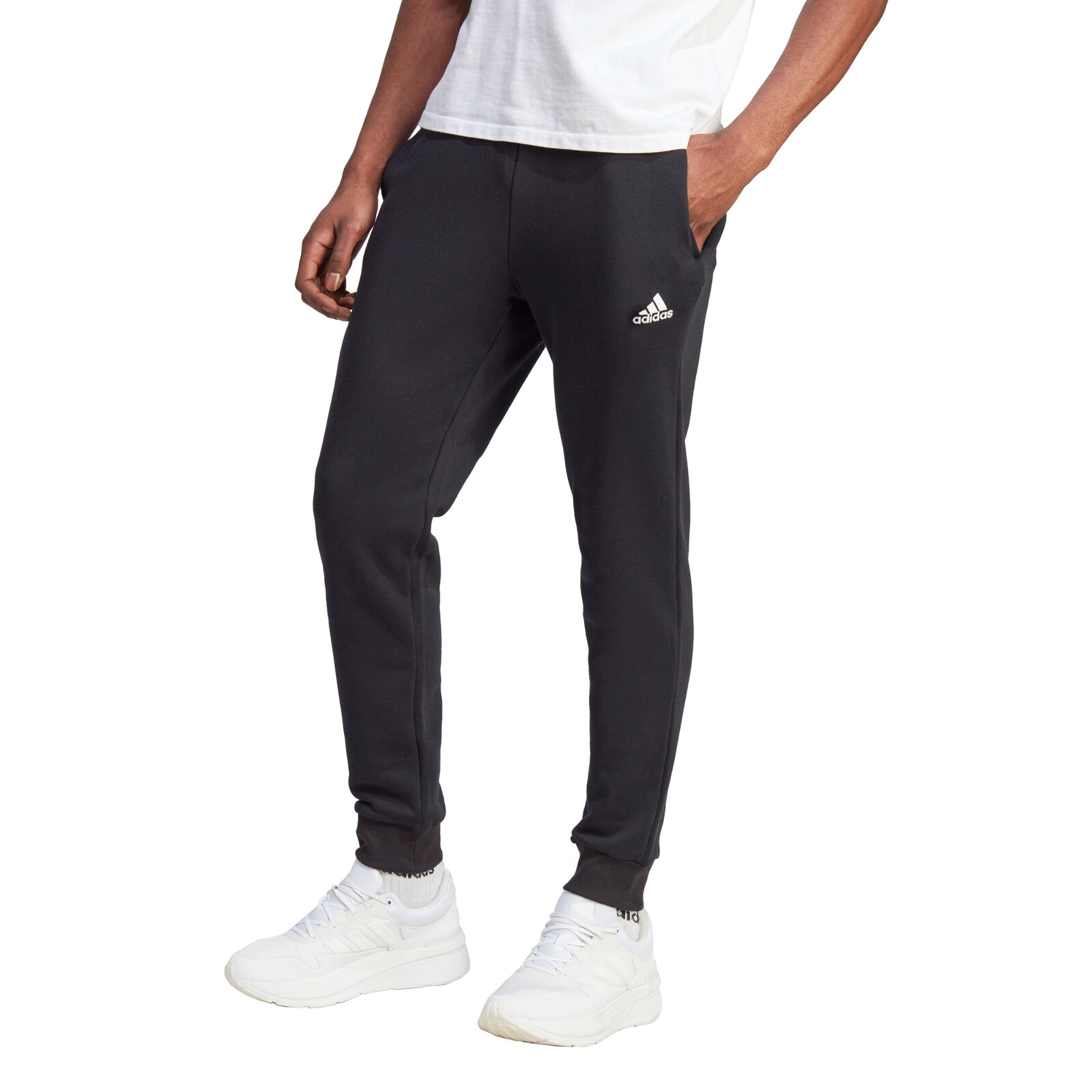 Adidas Pantaloni da Uomo Essentials Fleece Tapered Cuffed Nero Taglia S Codic...