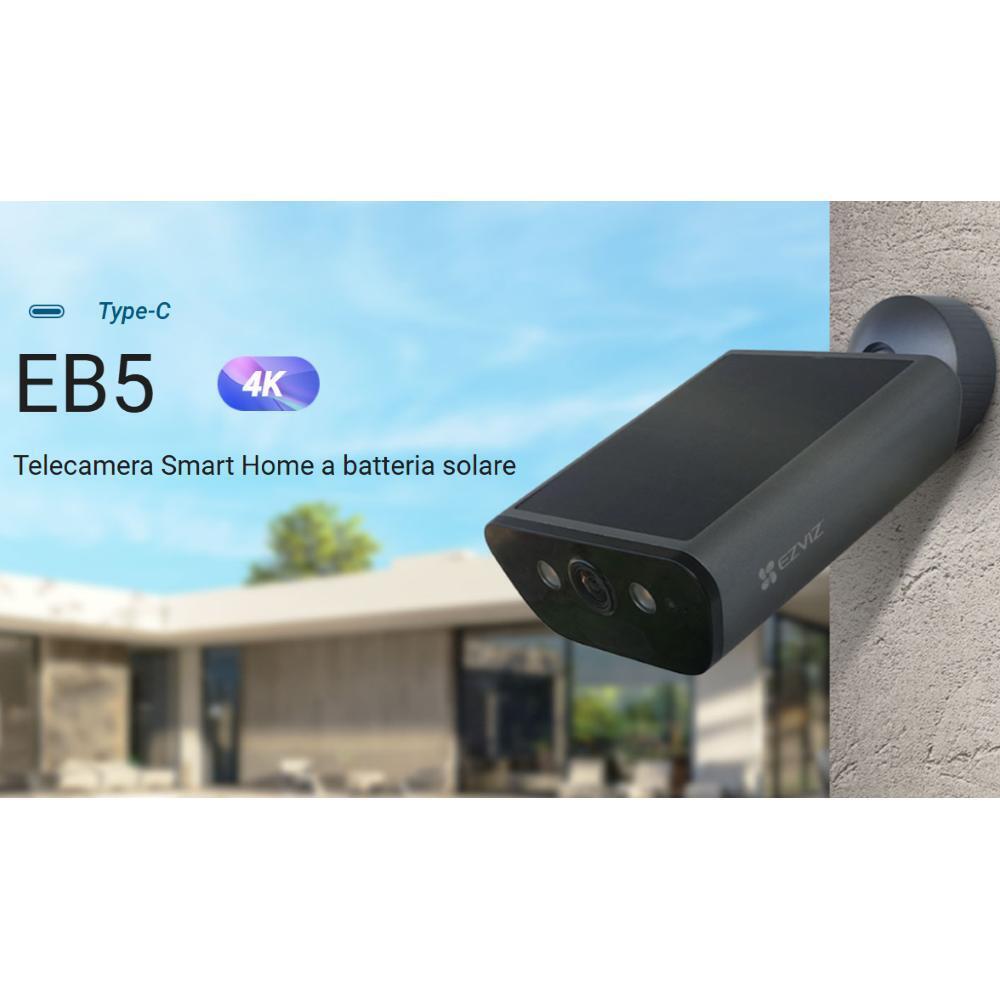 EZVIZ EB5 4K Telecamera uso Esterno a Batteria con pannello solare Integrato