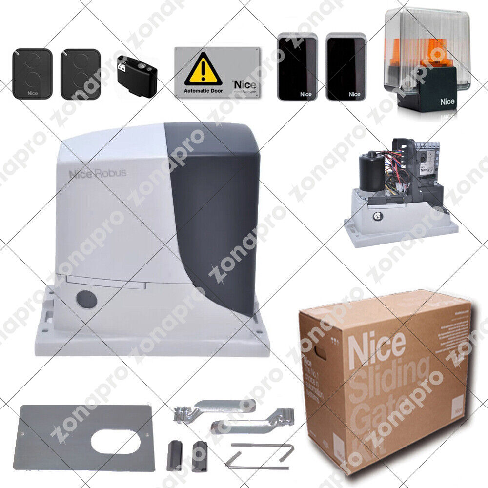 Kit Automazione Per Cancelli Scorrevoli Fino a 1000kg 24v NICE ROBUS RB1000BDKCE