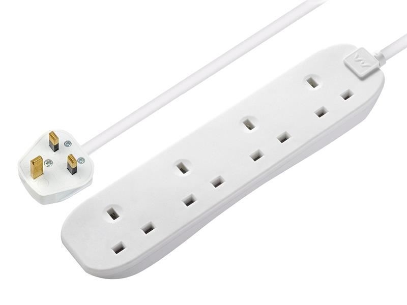 Masterplug - Prolunga 240 Volt 4 Gang 13 Amp Bianco 5 Metri