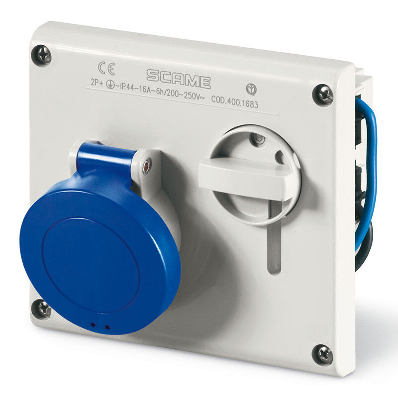 PRESA INTERBLOCCATA 2P+T 6H 220V NO FUSIBILI IP44 OMNIA SCAME 400.1683
