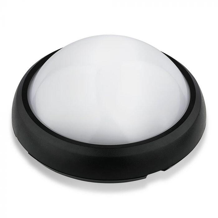 V-TAC VT-8015-B Plafoniera LED rotonda 12W lampada luce 3000K corpo nero IP54 -