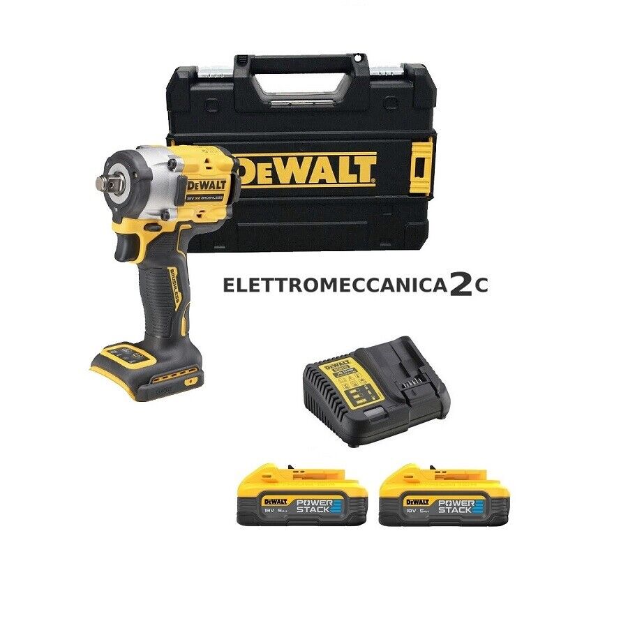 DEWALT DCF921H2T-QW avvitatore impulsi 18v 2 batterie 5ah powerstack 1/2" 610...
