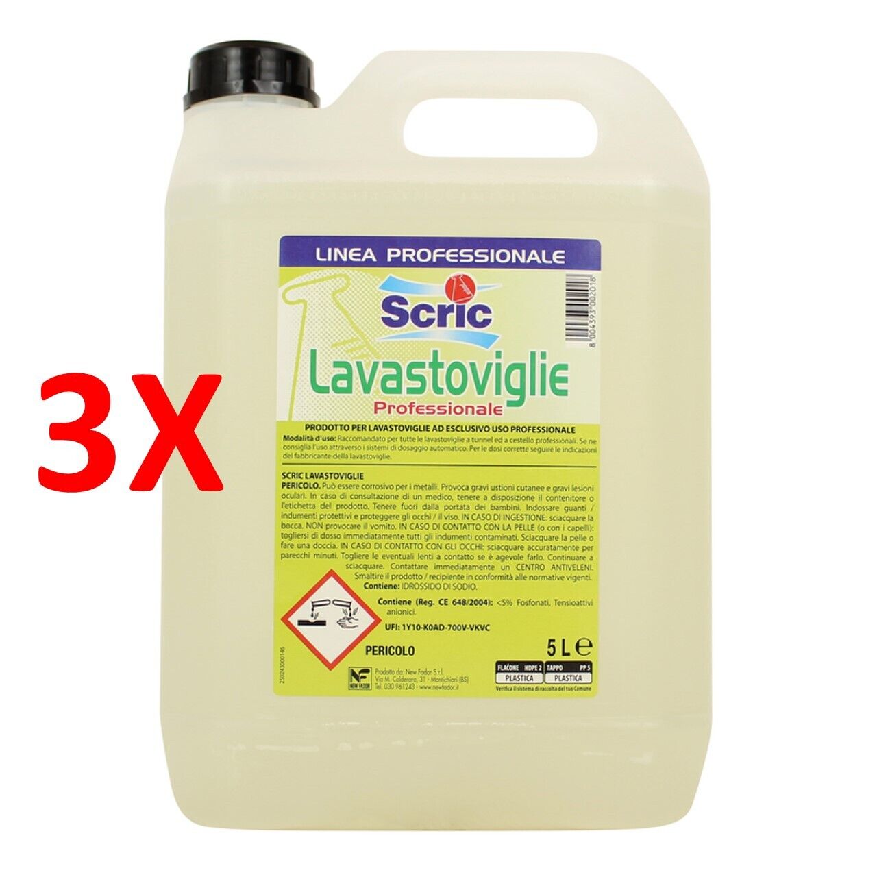 3 X Scric Detersivo Lavastoviglie Liquido 5 Lt.