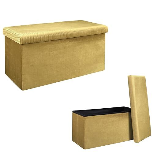 THE HOME DECO FACTORY HD6817 BANCO-PUF PLEGABLE Amarillo, Polyester, (V6v)