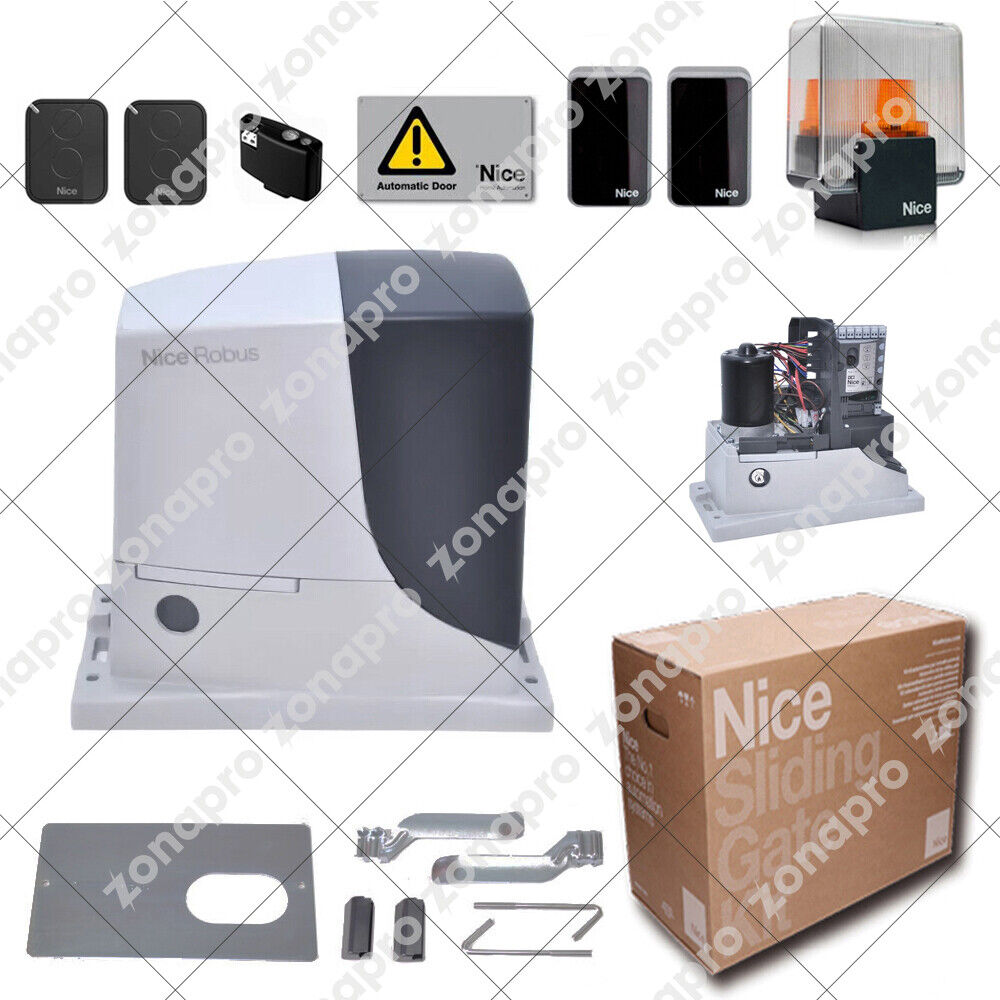 Kit Automazione Per Cancelli Scorrevoli Fino a 600 kg 24v NICE ROBUS RB600BDKCE