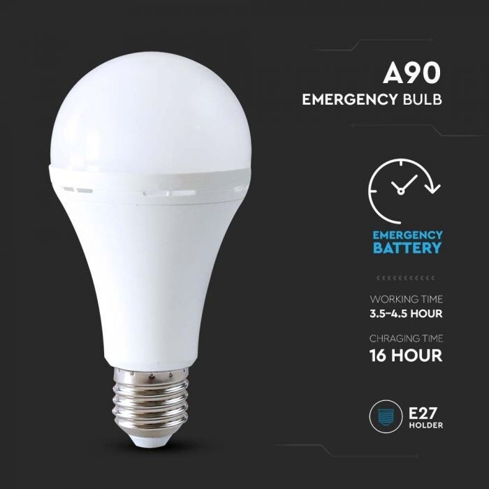 V-TAC VT-51015 lampadina led E27 15W A90 blackout con batteria 4.5 ore luce 4000