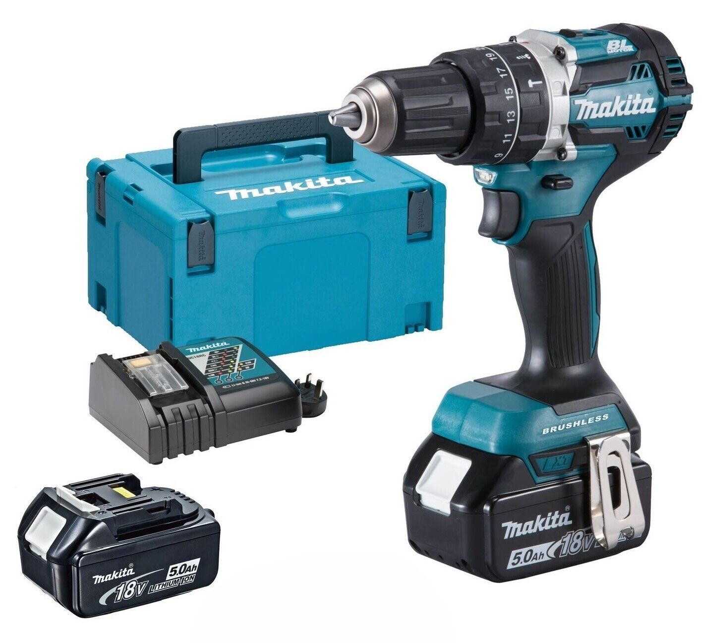 MAKITA DHP484RTJ TRAPANO AVVITATORE A PERCUSSIONE 18V 2 BATTERIE 5AH BRUSHLESS