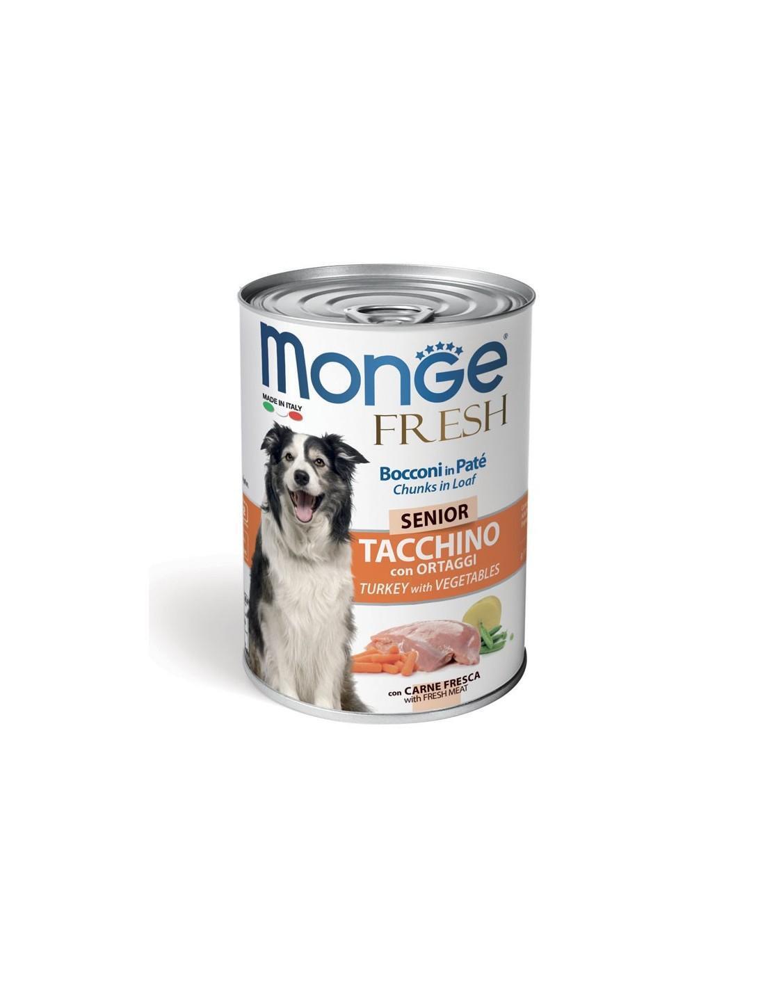 Bocconi in patè cane gusto tacchino con ortaggi Monge 400gr